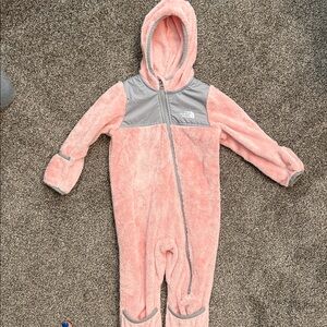 The North Face Pink and Gray Fleece Onesie